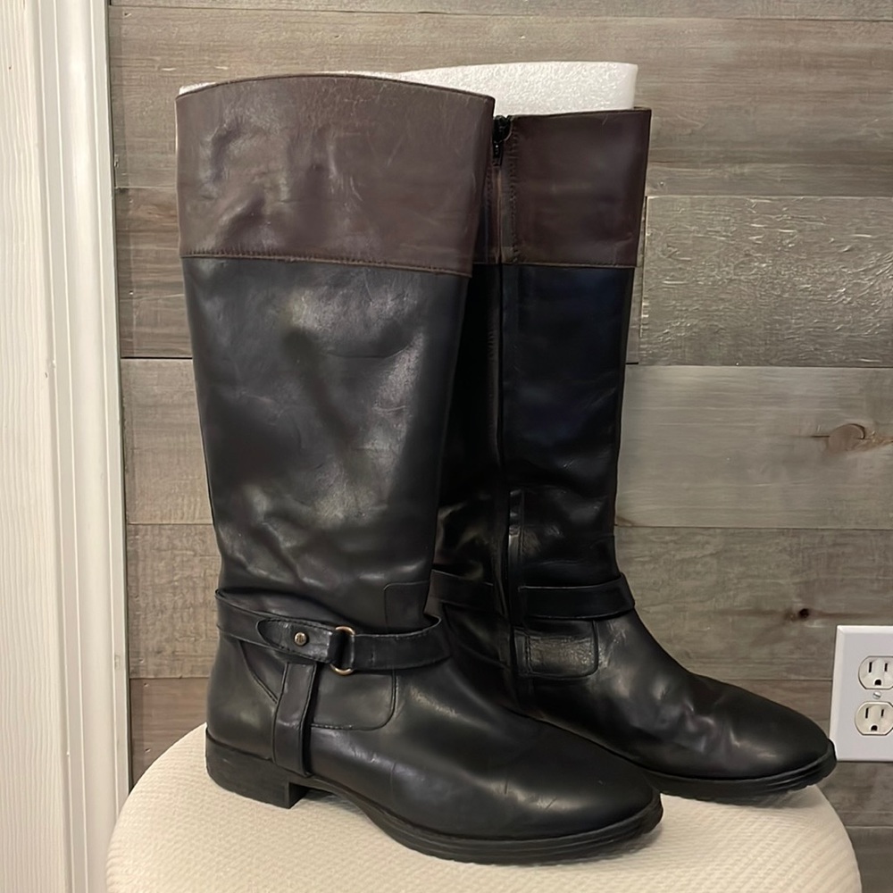Lauren By Ralph Lauren Saniya Size 9 Black w/ brown top Boots